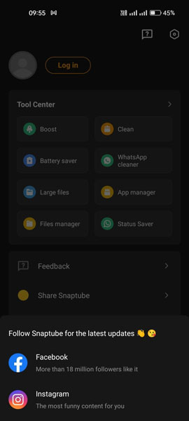 snaptube app download install old version,